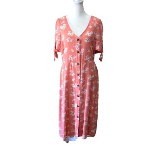 PEYTON & Parker midi length button front shirtwaist dress. Floral and dots. Sz M - Picture 1 of 7